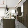 Flat Pack Modular Kitchen Cabinets Marble Laminate Countertop Faucet Full Complete Melamine Wooden Modern Design Complete Set