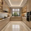 Foshan Custom Kitchen Cabinets Modern Lacquer Finish High Gloss Islands Sink Marble Resin Villa Building Project