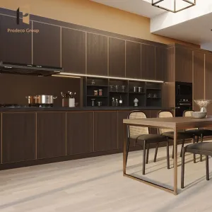 Full Kitchen Cabinet Set Black Melamine Luxury Modern Kitchen Cabinets