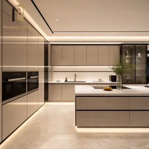 Glass Front Kitchen Cabinet Display Door Aluminum Frame Modern Style Villa Custom Project Kitchen Cabinets