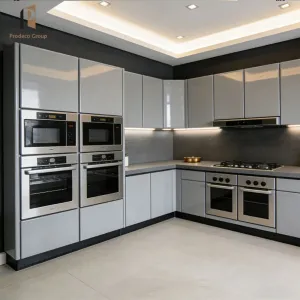 High End Custom Matte Melamine Modular Eco-friendly Luxury Modern Kitchen Cabinet Set with Sink and Hinge for Apartment Use