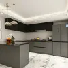 High End Custom Modular Kitchen Cabinets Luxury Modern Black Melamine Eco-friendly Waterproof Countertops with Sink
