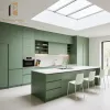 Modern Style Custom Waterproof Wood Black Modular Kitchen Cabinets with Acrylic Sink Faucet Hinge for Apartment