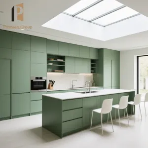 Modern Style Custom Waterproof Wood Black Modular Kitchen Cabinets with Acrylic Sink Faucet Hinge for Apartment