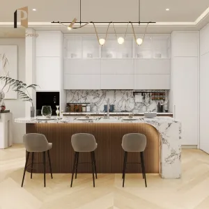 Home Custom Modular Wood Plywood Modern Small Luxury Apartment Kitchen Cabinets Hinge Artificial Marble Countertop Acrylic