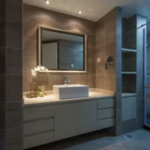 Hot Selling Ssquare Basin L Shaped Bathroom Wall Mounted Makeup Vanity