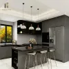 House Black Complete Modular Kitchen Cabinet Set Particleboard Custom Kitchen Furniture Cabinets Modern Marble Laminate