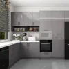 Kitchen Cupboards Cabinet Gray Glossy Marble Resin Eco-friendly Modular Kitchen Cabinet with Drawer Basket Pantry