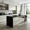 Luxury Apartment Custom High Gloss Plywood Modular Kitchen Cabinet Set with Sink Faucet Lacquered Finish Modern Sleek Design