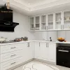 Luxury Modern American Modular Kitchen Cabinets White European Style U Shape Wooden Design Faucet Hinge Apartment Sink