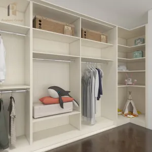 Luxury Modern Bedroom Wardrobe Set-High Gloss White Lockable Extendable Adjustable Features MDF Plywood Construction