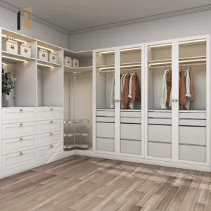 Luxury Modern Glass Door Wardrobe Cabinet with Eco-friendly Waterproof Design for Bedroom and Villa Use