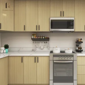Luxury Modern Melamine PVC Modular Kitchen Cabinets Hinge Drawer Basket Eco-friendly Marble Laminate Resin Countertop Faucet