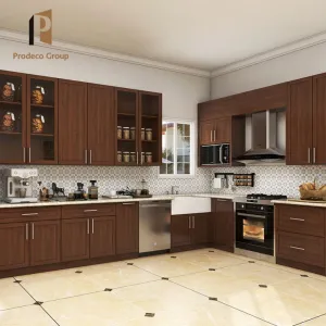 Luxury Modern Shaker Solid Wood Kitchen Cabinet Set with Drawer Basket Faucet Eco-Friendly Features