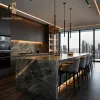 Melamine Faced Kitchen Cabinet Modern Light Grey Color Villa Custom Project Kitchen Cabinets