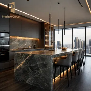 Melamine Faced Kitchen Cabinet Modern Light Grey Color Villa Custom Project Kitchen Cabinets