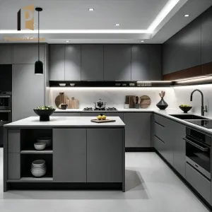 Melamine Kitchen Cabinet Modern Design Whole House Builder Construction Project Kitchen Cabinets