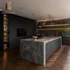 Melamine Kitchen Cabinet Modern Water Resistant Material Apartment Building Project Kitchen Cabinets
