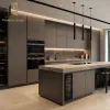 Melamine Kitchen Cabinet Waterproof Material Modern Finish High End Villa Custom Project Kitchen Cabinets