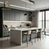 Melamine Panel Kitchen Cabinet Modern Grey Color Townhouse Builder Project Kitchen Cabinets