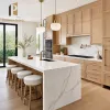 Melamine Panel Modern Kitchen Cabinet Wood Texture Whole House Villa Custom Project Kitchen Cabinets