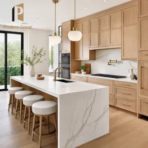 Melamine Panel Modern Kitchen Cabinet Wood Texture Whole House Villa Custom Project Kitchen Cabinets