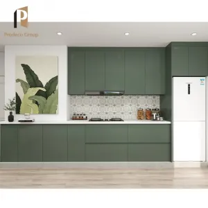 Melamine Small Furniture Kitchen Cabinet Green Flat Pack Modern Designs Kitchen Cabinets for Apartment