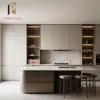 Minimalist Custom Black Lacquer Modular Kitchen Cabinets Faucet Hinge Acrylic Countertop Eco-Friendly for Modern Luxury