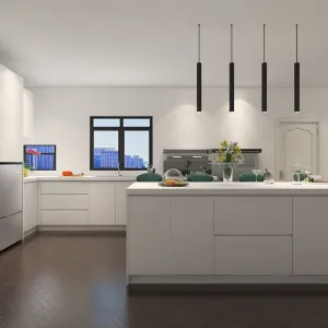 Minimalist Fitted Modular Kitchen Cabinets Marble Laminate Resin Countertops Faucet Included-Eco-friendly Custom Modern Design