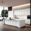 Modern Apartment Custom Shaker Style PVC Kitchen Cabinet Set Classic Frame Acrylic Waterproof Surface Full Installation Sink