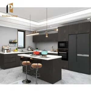 Modern Design Modular Kitchen Cabinet with Marble Laminate Resin Countertops Faucet Accessories Eco-friendly Waterproof