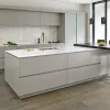 Modern Eco-friendly Solid Wood Island Kitchen Cabinet with Acrylic Countertop Hinge Faucet Drawer Slide for Apartment Use