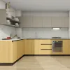 Modern Handless Hdf White Acrylic Full Melamine Square Kitchen Cabinet with Sink for Apartment Use
