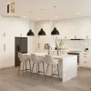 Modern Kitchen Island Cabinet White Glossy Laminate Resin Granite Countertop Full Set Eco-friendly Kitchen Furniture