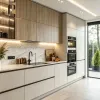 Modern Melamine Kitchen Cabinet Natural Wood Grain Whole House Villa Project Kitchen Cabinets