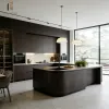 Modern Minimalist Whole House Custom Melamine Kitchen Cabinet Set with Sink and Faucet Flat Panel Door Handleless Design