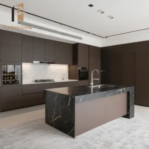 Modern Modular Eco-friendly American Classic Luxury Kitchen Cabinets with Sink and Faucet for Apartment Use
