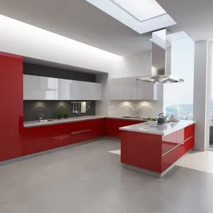 Modern Modular Kitchen Cabinet Design with Acrylic Finish Faucet Hinge Included for Apartment Use-Wholesale