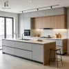 Modern Modular Kitchen Cabinet Set Solid Wood Construction Luxury Villa Kitchen Cabinets with Sink and Faucet Included White