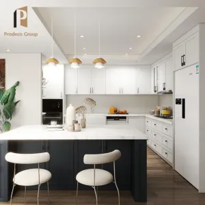 Modern Modular Kitchen Cabinet with Acrylic Finish Sink Faucet Drawer Basket for Apartment Use-Wholesale