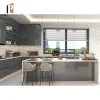 Modern Modular Kitchen Cabinets MDF Waterproof Acrylic Lacquer Finish Glossy Custom Design for Apartment Use Sink Installation
