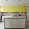 Modern Modular Kitchen Cabinets with High Gloss Finish Artificial Marble Countertop Faucet Drawer Basket-Eco-friendly Waterproof