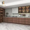 Modern Modular Kitchen Cabinets with Laminate Countertop and Drawer Basket-Eco-friendly PVC Wood Construction