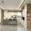 Modern Modular Kitchen Cupboards with Laminate Countertop and Drawer Basket White Wooden Cabinet for Apartment