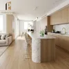 Modern Modular Waterproof Kitchen Cabinets with Sink Faucet Hinge-Eco-friendly White for Apartment Use