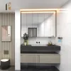 Modern Stainless Steel Bathroom Mirror Cabinet Vanity with Quartz Stone Countertop for Hotel
