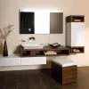 Modern Stainless Steel Melamine Board Bathroom Vanity Set with Mirrored Cabinet for Apartment