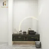 Modern Wall-Mounted Black Melamine Bathroom Vanity Floating Sink for Apartment