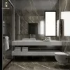 Modern Water Resistant Bathroom Vanity Cabinet with Mirrored Design Melamine MDF Construction for Apartment and Villa Use