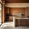 Modern Wood Grain Melamine Kitchen Cabinet Whole House Custom Design Builder Project Kitchen Cabinets